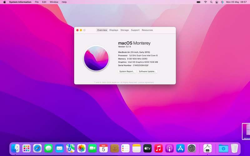 MacBook Air "Core i5" 13-Inch 8GB RAM 256SSD Silver ( Early 2015)