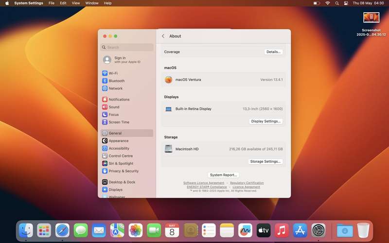 MacBook Air "M1" 8GPU/8CPU 8GB RAM 256GB SSD 13-Inch (2020) Silver (12 Month Warranty)