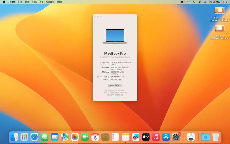 MacBook Pro "Core i5" 13-Inch 8GB RAM 2TB SSD No Cam Space Grey (6 Month Warranty)