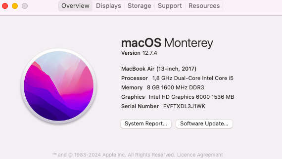 MacBook Air 13-Inch Core i5 1.8GHz (2017) 8GB RAM 128GB SSD Silver (3 Month Warranty)