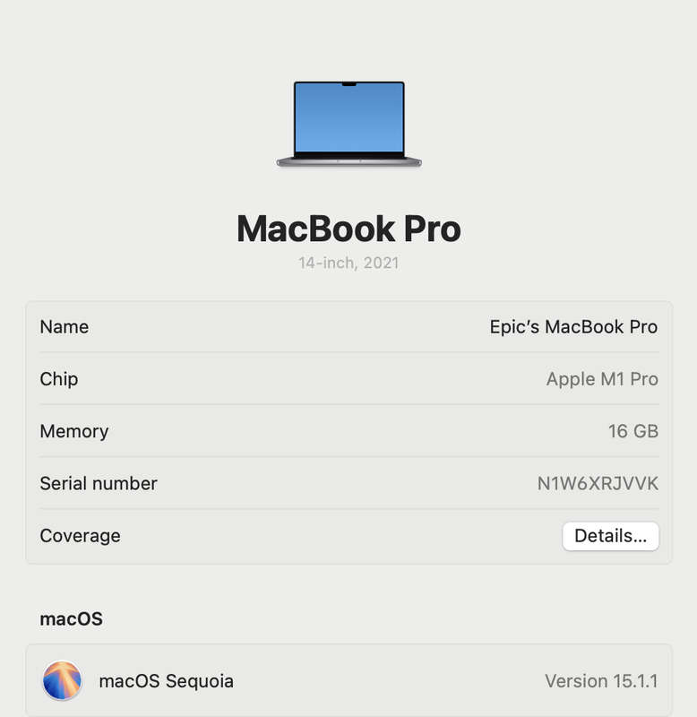 MacBook Pro 14-Inch "M1 Pro" 8 CPU/14 GPU (2021) 16GB RAM 512GB SSD Space Gray (12 Month Warranty)