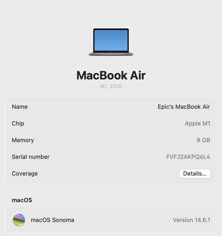 MacBook Air 13-Inch "M1" 8CPU/7GPU (2020) 8GB RAM 256GB SSD Space Gray (12 Month Warranty)