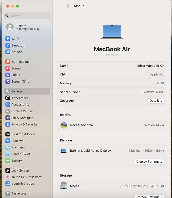 MacBook Air "M2" 8CPU/8GPU (2022) 3-Inch 8GB RAM 256GB SSD Silver (12 Month Warranty)