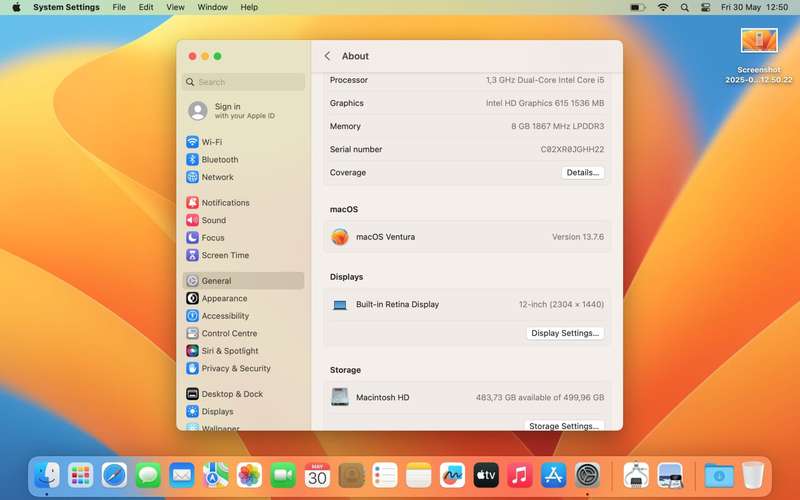 MacBook "Core i5" 12-Inch (2017) 8GB RAM 512GB SSD Faulty Battery Silver