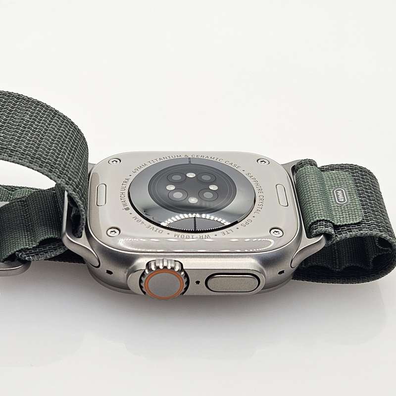 Apple Watch Ultra 49mm LTE Natural Titanium (12 Month Warranty)  With Green Alpine Straps