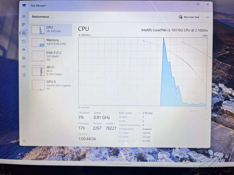 Lenovo IdeaPad "Core i3" C340-14IML 12GB RAM 256GB SSD Cracked Screen Silver