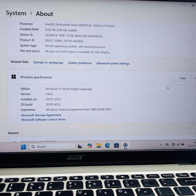 Acer Swift 1 1.10GHz Pentium N6000 4GB RAM 128GB SSD (NVMe) Silver