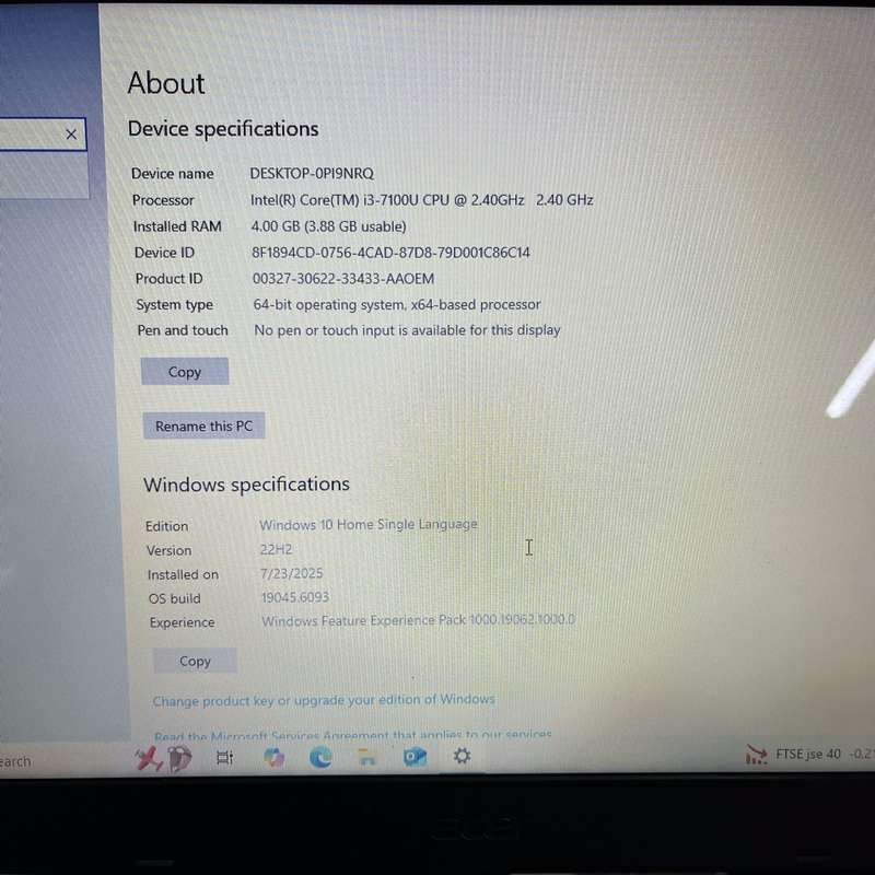 Acer Aspire 3 A315-53 7th Gen "Core i3" 2.40GHz 4GB RAM 256GB SSD Black - Faulty Battery And Brig...