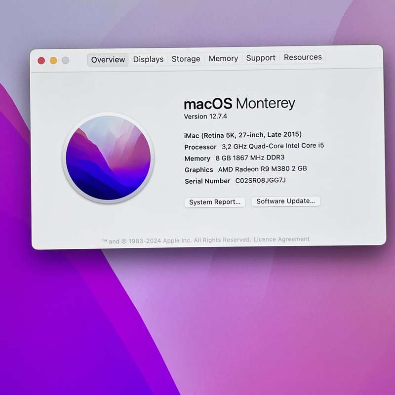Apple iMac 27-Inch "Core i5" 3.2 (Late 2015) 8GB RAM 1TB Silver (12 Month Warranty) - LCD Burn
