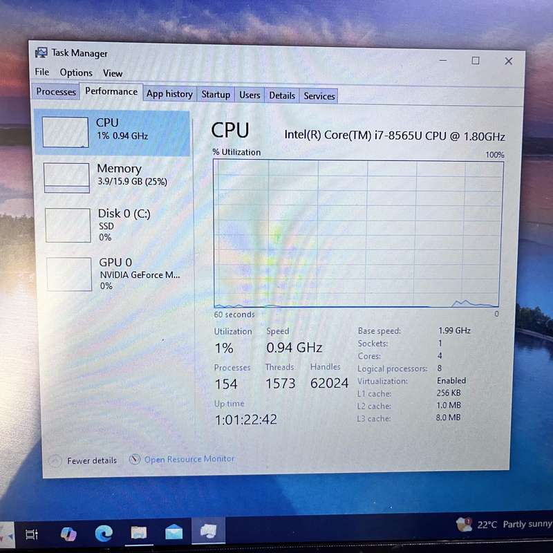 HP 15-da1004ni 16GB RAM 128GB SSD Silver (3 Month Warranty)