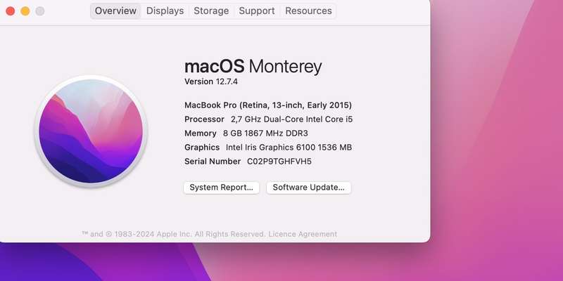 Apple MacBook Pro 13-Inch Core i5 2.70GHz (Early 2015) 8GB RAM 256GB SSD Silver