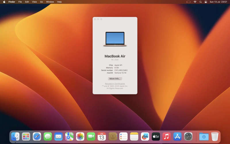 MacBook Air "M1" 13-Inch 8CPU/7GPU (2020) 8GB RAM 256GB SSD Rose Gold