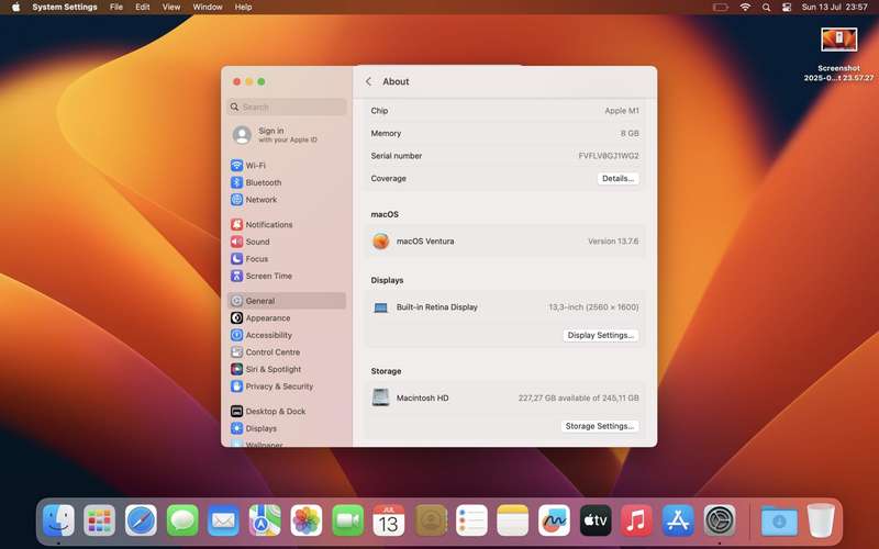 MacBook Air "M1" 13-Inch 8CPU/7GPU (2020) 8GB RAM 256GB SSD Rose Gold