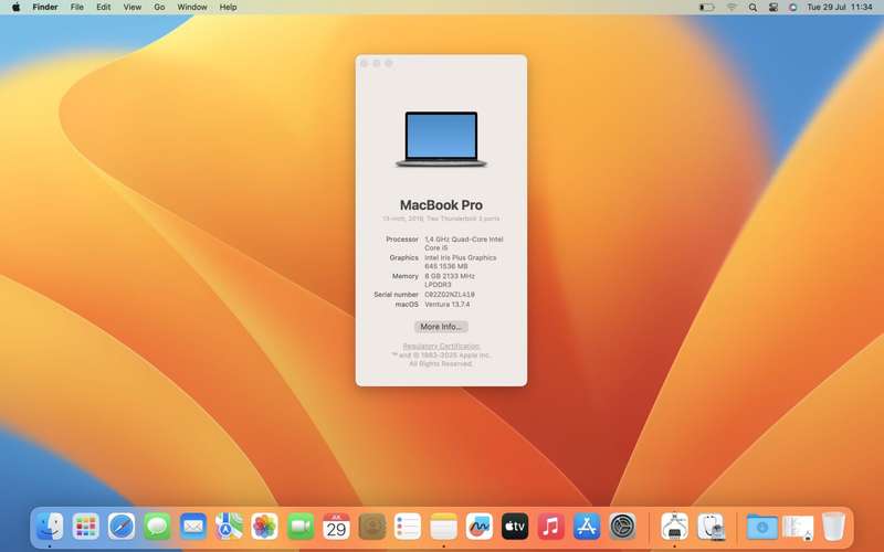 MacBook Pro 13-Inch Core i5 1.4GHz (TouchBar,2019) 8GB RAM 256GB SSD Space Grey (6 Month Wa...