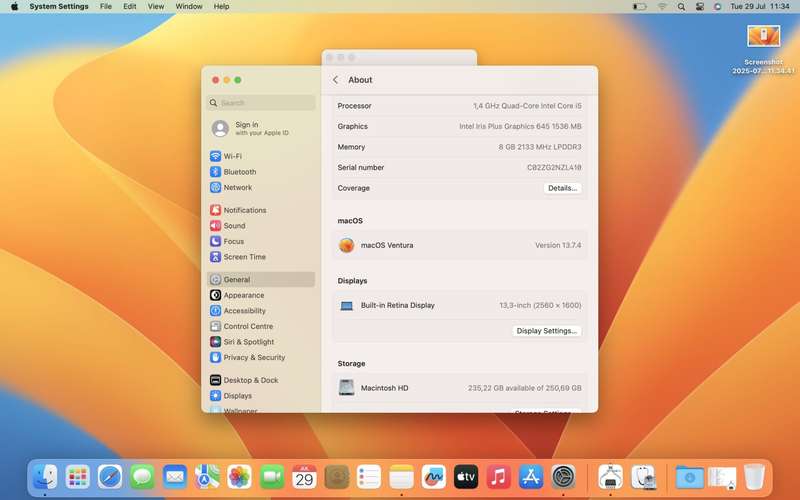 MacBook Pro 13-Inch Core i5 1.4GHz (TouchBar,2019) 8GB RAM 256GB SSD Space Grey (6 Month Wa...