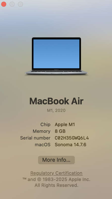 MacBook Air M1 13-Inch 8GPU/7CPU 8GB RAM 256GB SSD (2020) Space Gray (12 Month Warranty) - ...