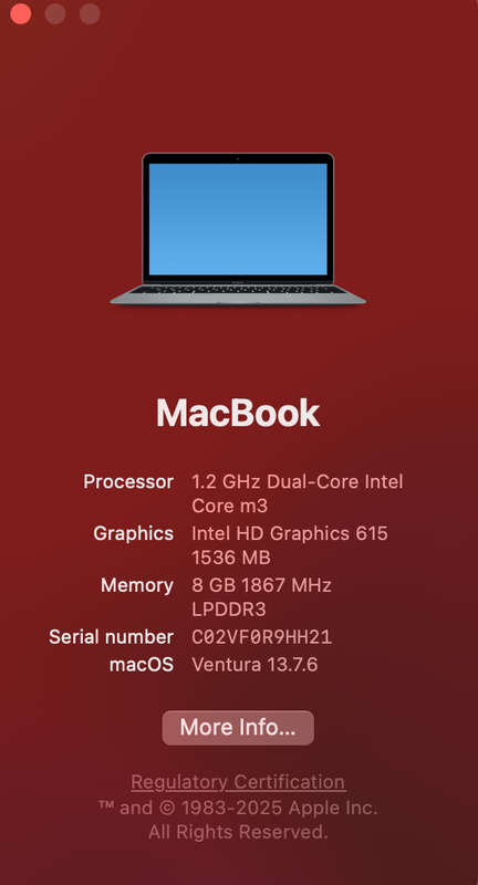 Apple MacBook (Retina, 12-Inch) Core m3 1.8GHz (2017) 8GB RAM 256GB HDD Space Gray (3 Month...