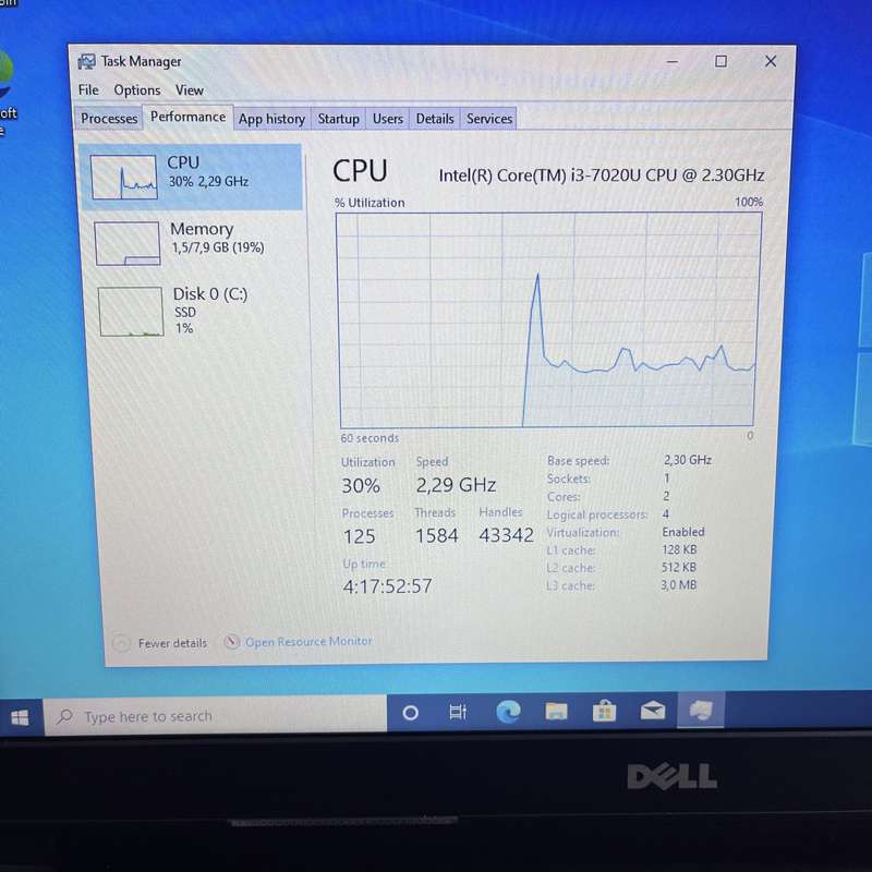 Dell Vostro 15 7th Gen "Core i3" 2.30GHz 8GB RAM 256GB SSD Black - Minor Bright Spots