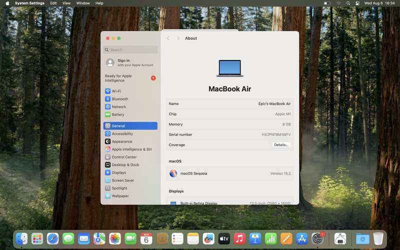 MacBook Air M1 13-Inch 8GPU/7CPU (2020) 8GB RAM 256GB SSD Space Gray (12 Month Warranty) - ...