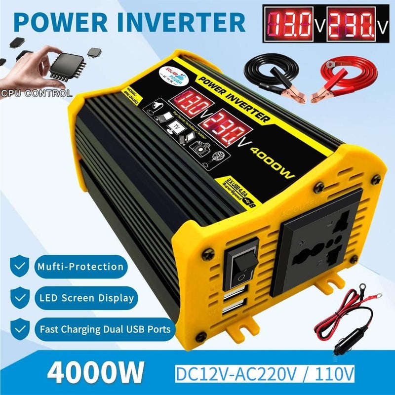 Legend II Generation 12V to 220V 4000W Modified Square Wave Car Power Inverter(Black)