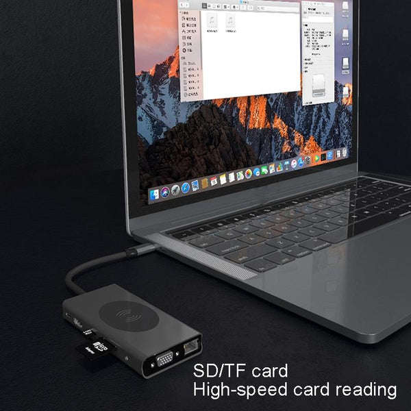 USB-C Multi-Function Docking Station (13-in-1 Hub with 15W Wireless Charger)