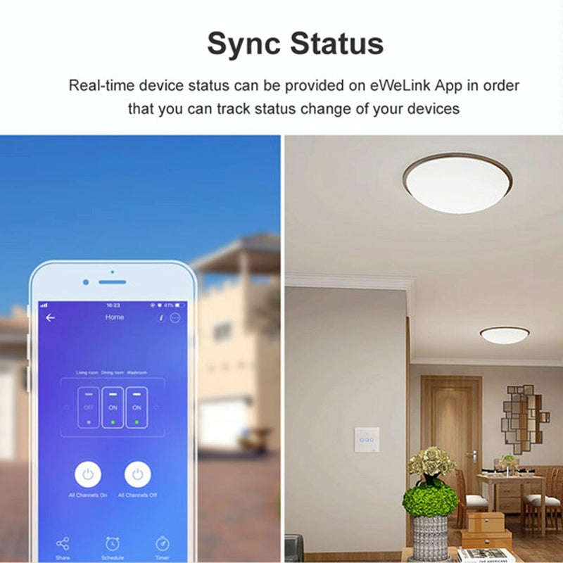 Sonoff T2 EU Smart Touch Wall Switch  86mm Glass Panel, Alexa & Google Home Compatible (100240V)