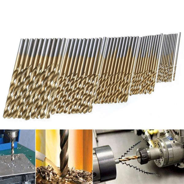 50pcs Titanium Coated HSS High Speed Steel Drill Bit Set Power Tool Accessories