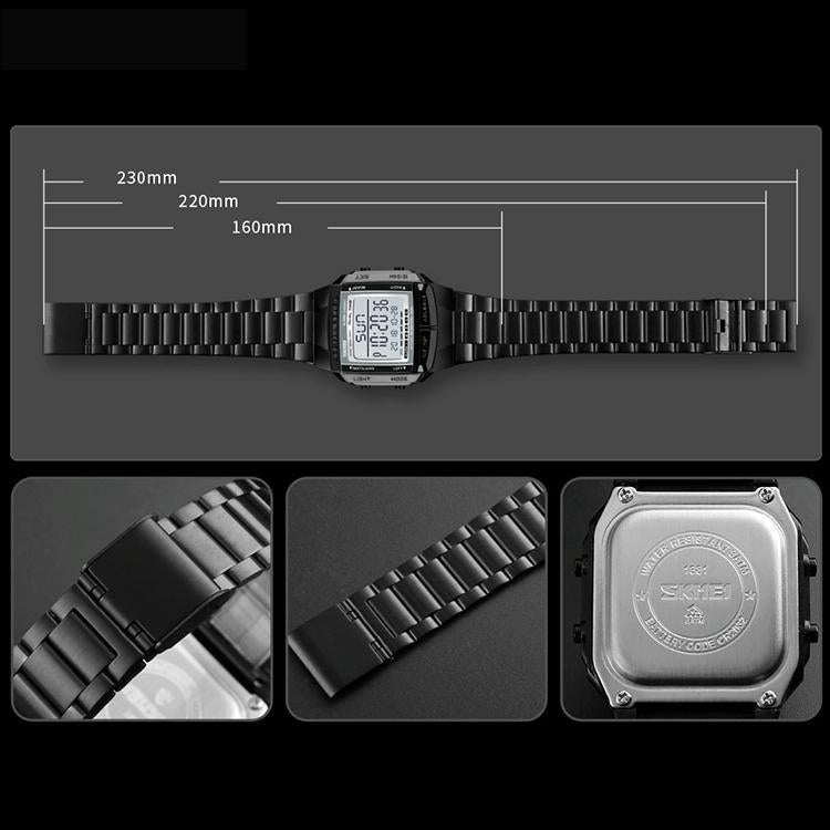 SKMEI 1381 Silver Mens Digital Wristwatch  Multifunction Sport & Business Style