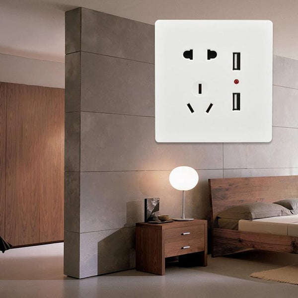Universal Wall Outlet with Dual USB Charging Ports