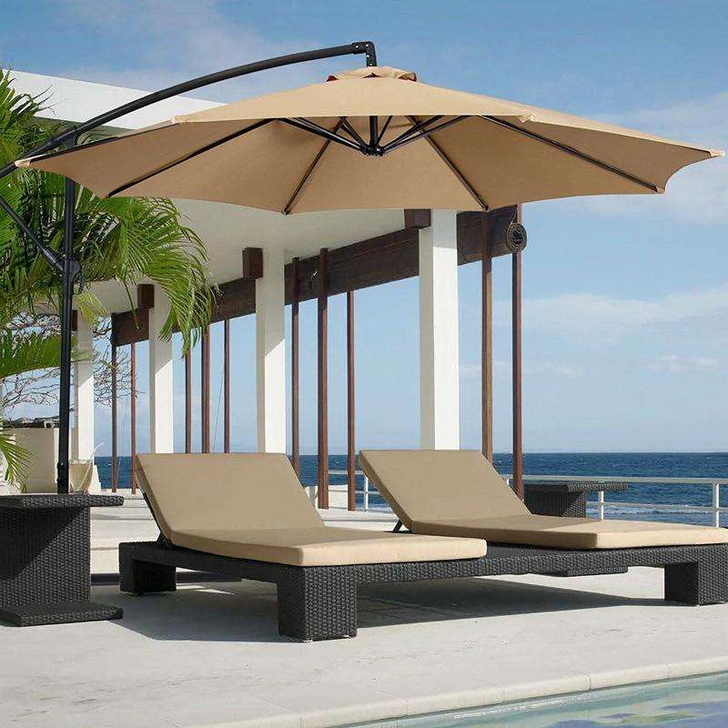 Outdoor Garden Umbrella Replacement Fabric  2m Diameter, 6-Rib, Khaki Polyester