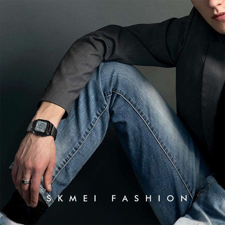 SKMEI 1381 Silver Mens Digital Wristwatch  Multifunction Sport & Business Style
