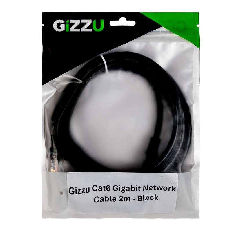 Gizzu Cat6 UTP Fly Lead Ethernet Network Cable 2m  Black