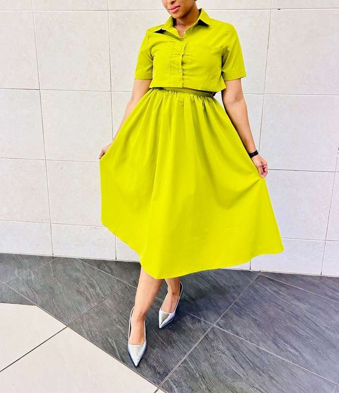 Vintage Buttoned Top & Skirt Set