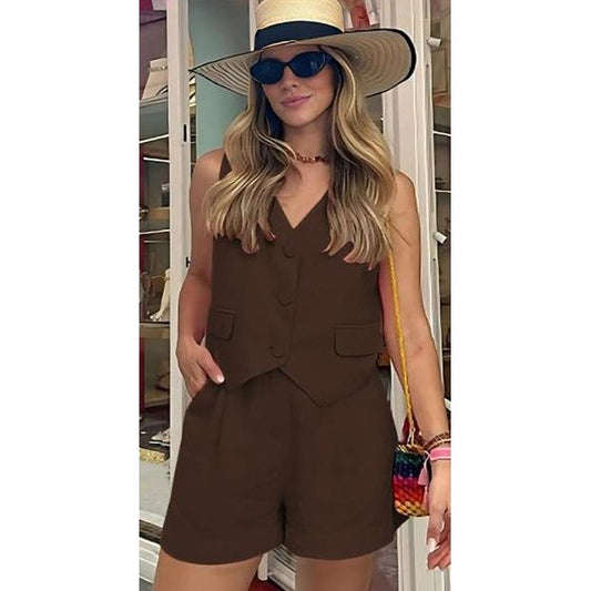 Sexy V-Neck Top & Pant Set