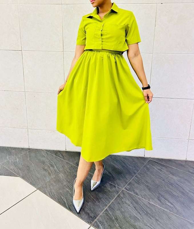 Vintage Buttoned Top & Skirt Set