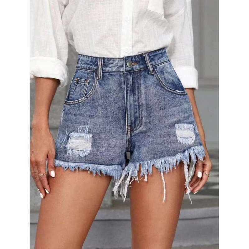 Denim Short Ripped Pants