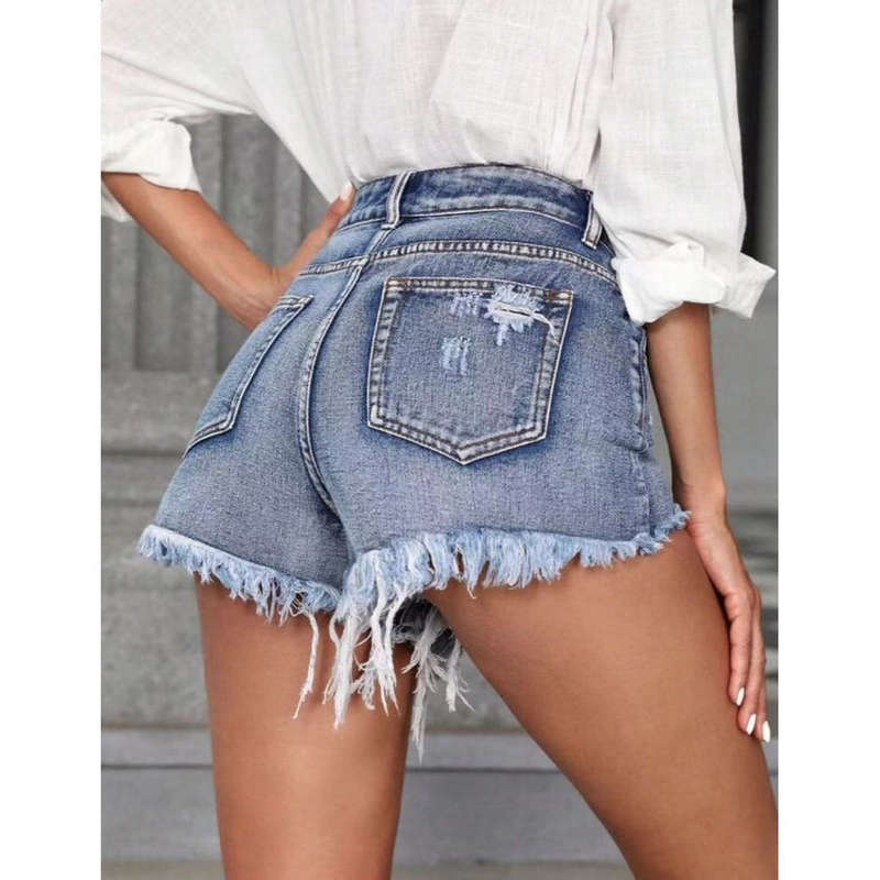 Denim Short Ripped Pants