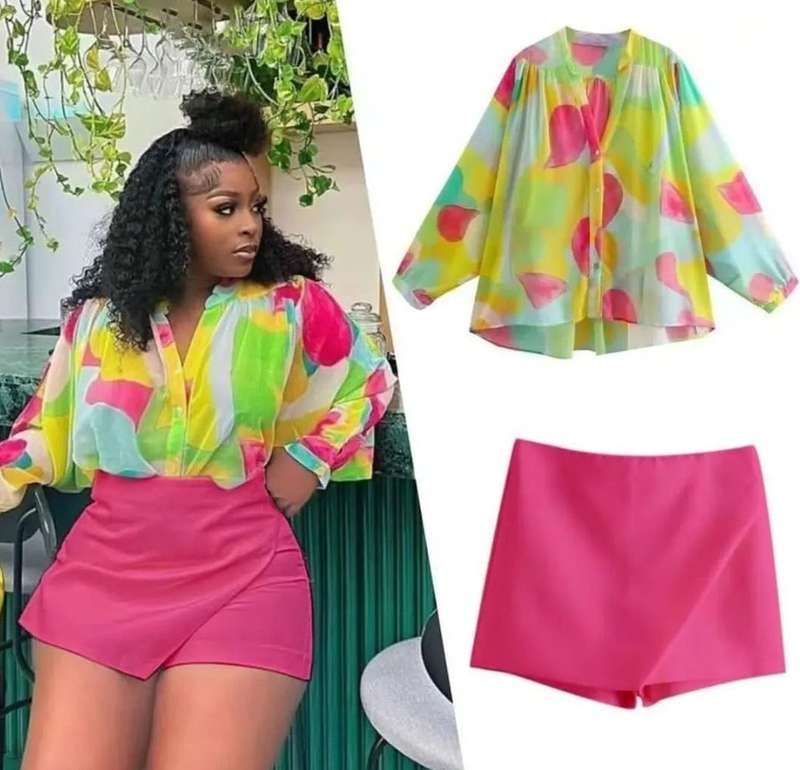 Vibrant Buttoned Duo Set