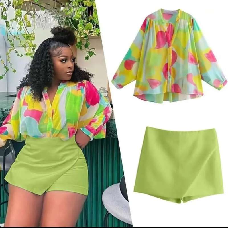 Vibrant Buttoned Duo Set