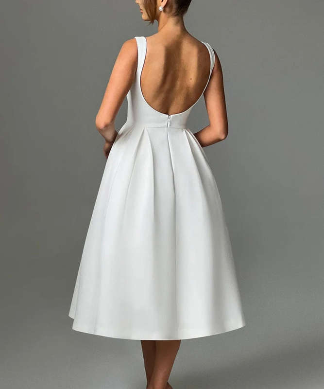 Elegant Backless Satin Dress