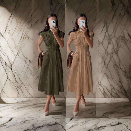 Chic Belted Shirt Dress