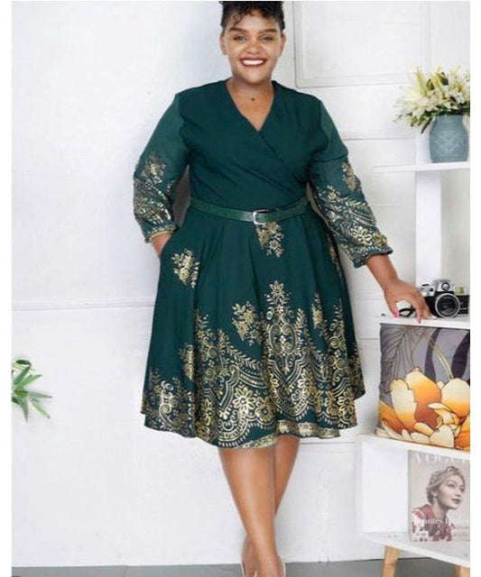 Graceful Floral V-Neck Dress