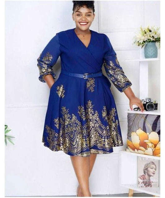Graceful Floral V-Neck Dress