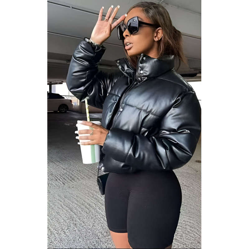 Chic Padded Leather Jacket