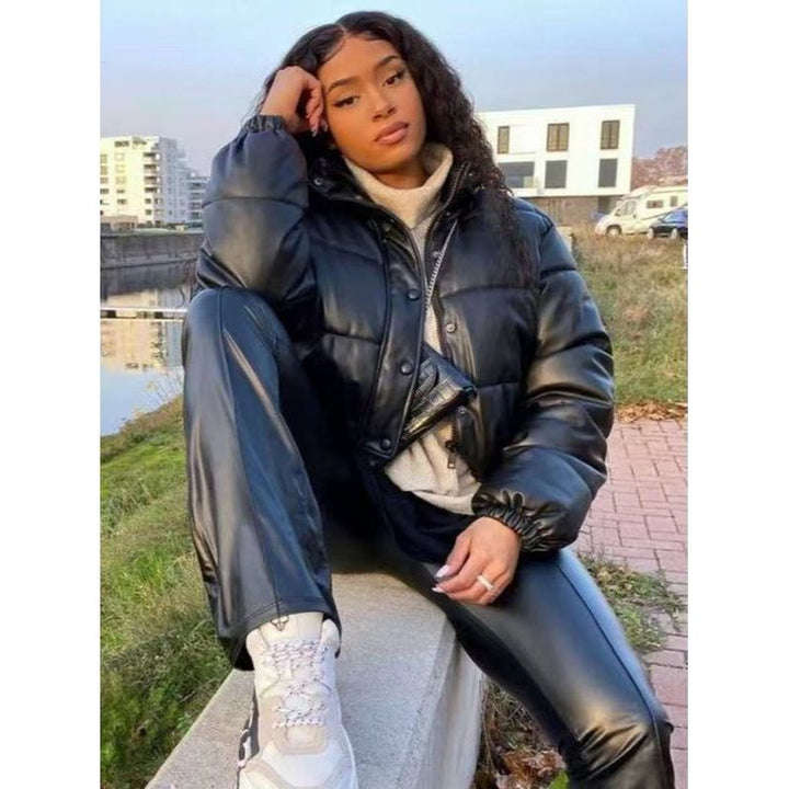Chic Padded Leather Jacket