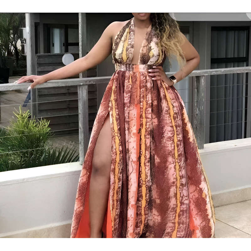 Tropical Slit Maxi Dress