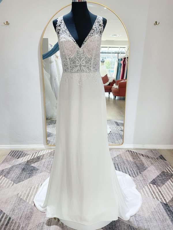 ( Rental) Grace, lace bodice wedding dress with tulle overskirt.