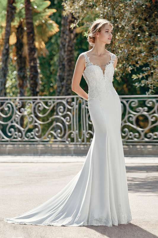 (Rental) Holly , mermaid crepe with lace detail wedding dress.