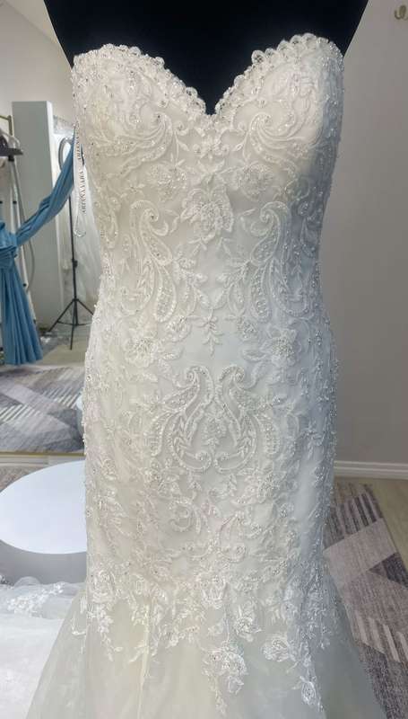 Bonnie, boob-tube lace mermaid wedding dress.