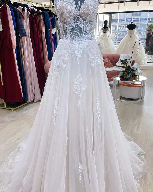 Jordan , sparkling lace tulle A-line wedding dress.